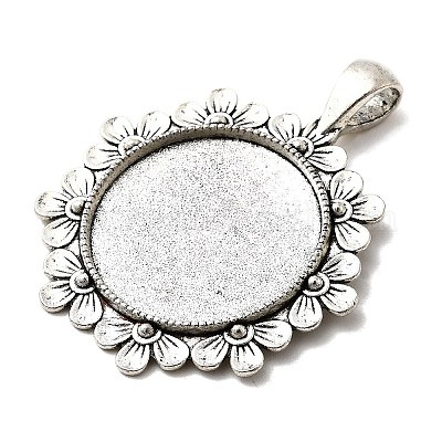 Тибетский стиль сеттинги цветов сплава подвеска кабошон X-TIBEP-Q055-09AS-RS-1