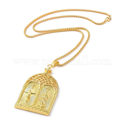 Колье с подвеской из сплава и стразами NJEW-G111-01G-1