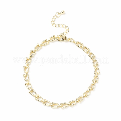 Wholesale Brass Initial Letter U Link Chain Bracelet for Women