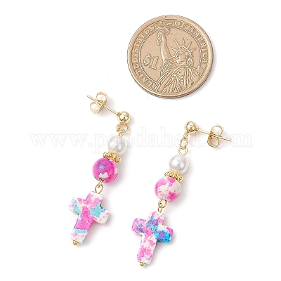 Серьги-гвоздики из нержавеющей стали 304 с синтетической бирюзой EJEW-JE06515-1