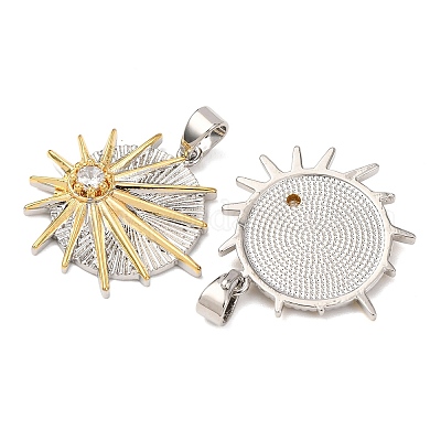 Латунные микропаве прозрачные подвески с фианитом KK-G543-10GP-04-1