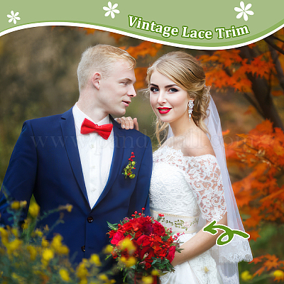 Полиэстеровые кружевные ленты с цветочной вышивкой DIY-FG0004-74-1