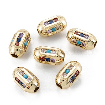 Латунные бусины из кубического циркония с микропаве ZIRC-P089-24A-G01-1