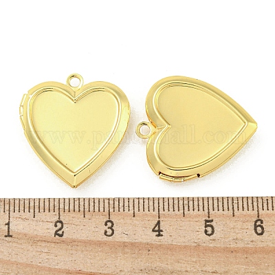 Подвески-медальоны из латуни в форме сердца с покрытием стойки&nbsp;LS-KK-T071-11G-1