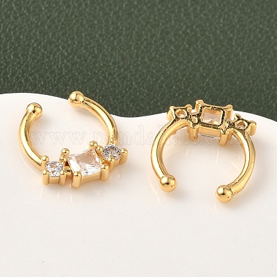 Латунные кольца для носа с круглыми/подковообразными штангами из прозрачного кубического циркония EJEW-D337-18A-G-1