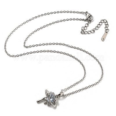 Стеклянный кулон с планетой и сердцем NJEW-R263-01P-1