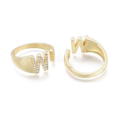 Латунные кольца из манжеты с прозрачным цирконием RJEW-F103-13W-G-1