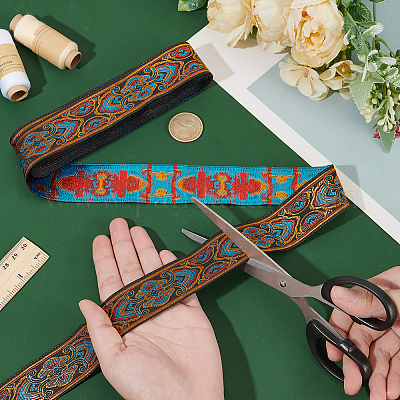 Жаккардовые ленты из полиэстера и цветов в этническом стиле длиной 7 м. OCOR-WH0091-72B-01-1