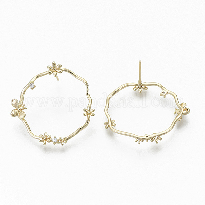 Серьги-гвоздики из циркония EJEW-T007-12G-NF-1