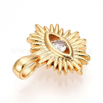 Латунные микропаве прозрачные подвески с фианитом KK-T075-27G-1