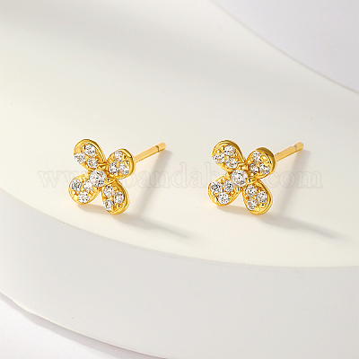 Нежные и милые серьги-гвоздики в виде цветка из серебра с цирконием QB2438-1-1