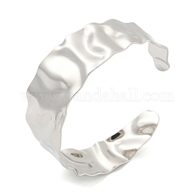 Не тускнеющие текстурированные открытые браслеты-манжеты из нержавеющей стали 304 для женщин STAS-M001-15P-1