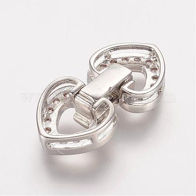 Латунные микро проложить кубического циркония раз за застежками ZIRC-J016-02P-1