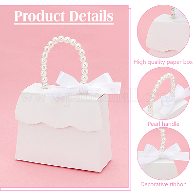 Подарочная коробка из бумаги трапециевидной формы с пластиковыми ручками под жемчуг CON-WH0092-65A-1