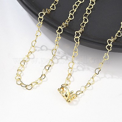 Ожерелье из латунных цепочек с сердечком для женщин NJEW-P265-39G-1