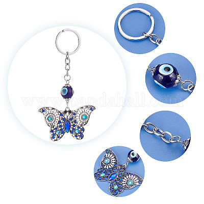 NBEADS 10 Pcs Evil Eye Keychain, Turkish Blue Eye Key Chain Charms Resin  Eye Pendant Hanging Ornament for Bag Phone Car Wallet Lanyard Party Favors