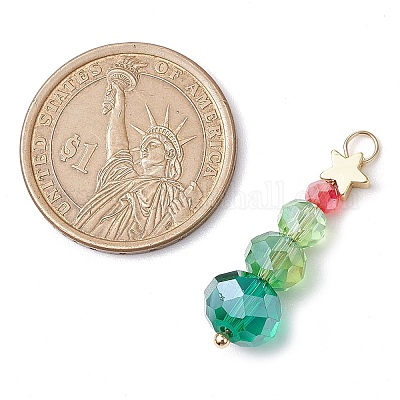 Подвески из латуни и стекла на рождественскую тематику PALLOY-JF02998-1