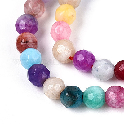 Окрашенные природные белый нефрит бисер пряди G-T139-4mm-60-02-1