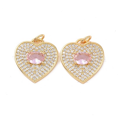 Сердце латунные микро проложить кубического циркония подвески KK-G435-01G-07-1