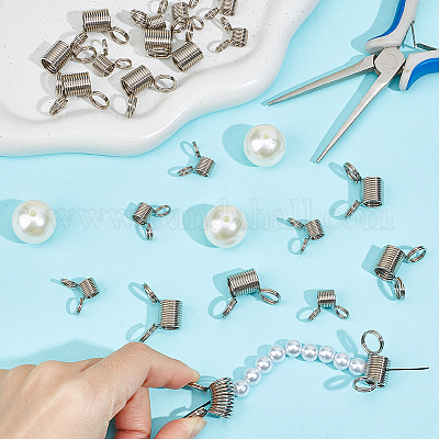 20 шт. 2 стиля мини-пружинных зажимов из нержавеющей стали 304 для изготовления бисерных украшений STAS-BBC0004-59-1