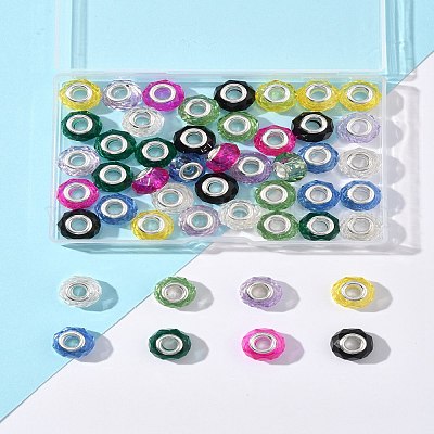 48шт 8 цвета стеклянные европейские бусины ручной работы GLAA-FS0002-14-1