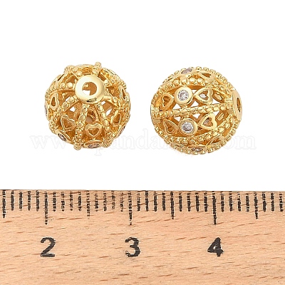 Латунные микро проложить кубического циркония бусы KK-K374-08G-1