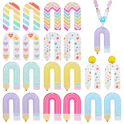 18шт 9 цвета акриловые подвески OACR-PH0004-31-1