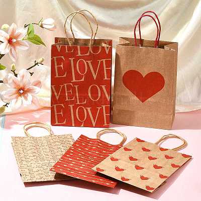 12 шт. 5 стиля бумажных пакетов с принтом в виде сердец ко Дню святого Валентина CARB-FS0001-07-1