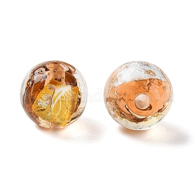 Ручной работы золотые и серебряные бусины Lampwork фольги GLAA-G107-07A-06-1