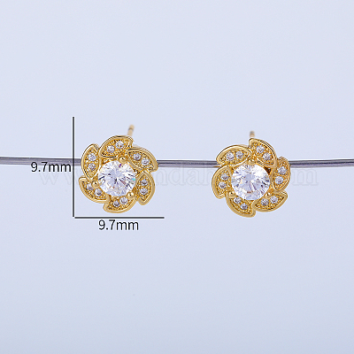 Изысканные серьги-гвоздики в форме цветка с латунным паве из прозрачных кубических цирконий MB8733-1