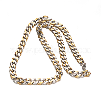 304 нержавеющая сталь кубинские цепочки ожерелья и браслеты комплекты ювелирных изделий SJEW-I081-04-10mm-1