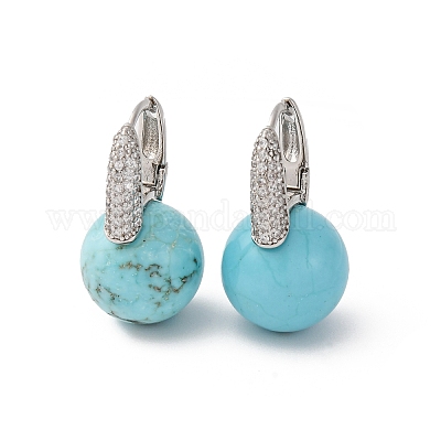 Круглые серьги-кольца из латуни с микропаве из прозрачных кубических цирконий EJEW-S274-03P-1