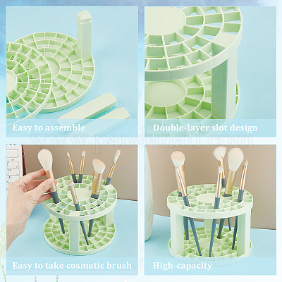  AHANDMAKER Paint Brush Holder, 49 Holes Makeup Brush Holder  Organizer Round Plastic Brush Crate Storage Holder for Artist Paint Pens  Pencils Markers Eyeliner Cosmetic Brush Small Tools, Green : Tools 