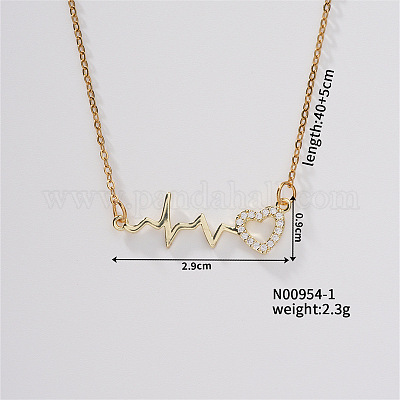 Шикарные минималистичные ожерелья с подвесками из латуни с микропаве и цирконием в стиле сердцебиение WG4497-1-1