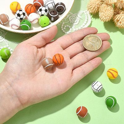 20 шт. 10 стильных спортивных тематических фокусных бусин из пищевого экологически чистого силикона SIL-CJ0001-13-1