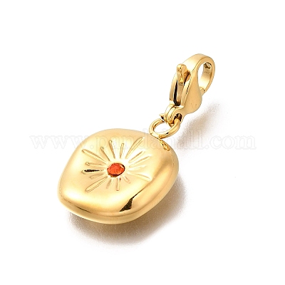 Плоские круглые подвески из нержавеющей стали 304 со стразами STAS-R159-53G-03-1