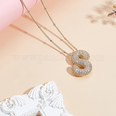 1 шт. латунные подвески в виде букв с микропаве из кубического циркония NJEW-LP0001-43S-G-1