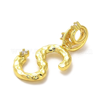 Реечное покрытие латунь микро паве кубический цирконий европейские подвески с подвесками KK-L210-015G-S-1