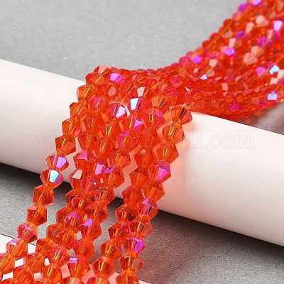 Прозрачные стеклянные бусины гальваническим пряди GLAA-F029-4mm-D14-1