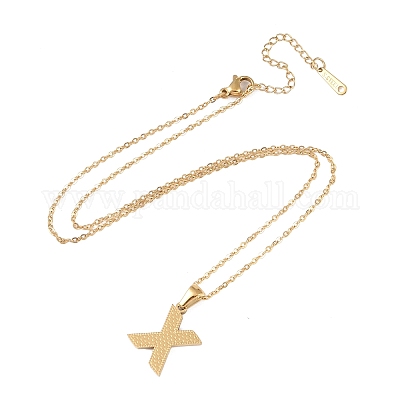 Ионное покрытие (ip) начальная буква 304 нержавеющая сталь кулон ожерелья NJEW-M199-01G-X-1