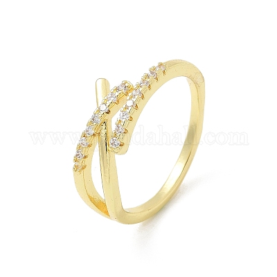 Кольца-манжеты в форме буквы Х из прозрачного кубического циркония RJEW-G337-09G-1