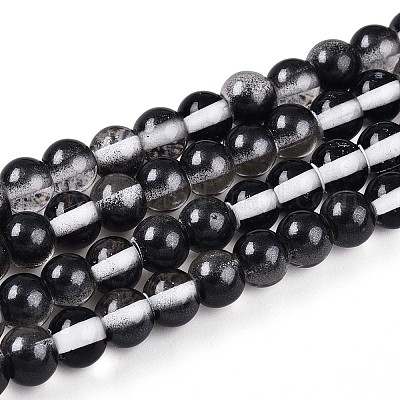 Запекание окрашенные прозрачные стеклянные бусины нити DGLA-N011-6mm-10-1