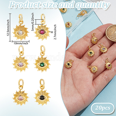 20шт латунные подвески с микропаве и кубическим цирконием KK-GO0002-09-1