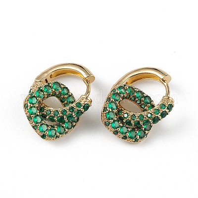 Кубический цирконий полые квадратные серьги-кольца с подвесками EJEW-L234-089G-1