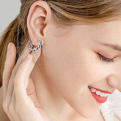 1 пара серег-колец из хирургической нержавеющей стали 316 EJEW-BBC0001-64B-1