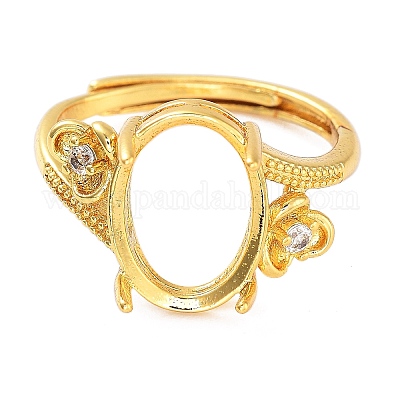 Стойка покрытие овальная латунь микропаве кубический цирконий регулируемый солитер кольцо компоненты KK-Q819-02G-1