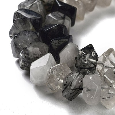 Нити бусин из натурального черного рутилированного кварца G-D091-A22-1