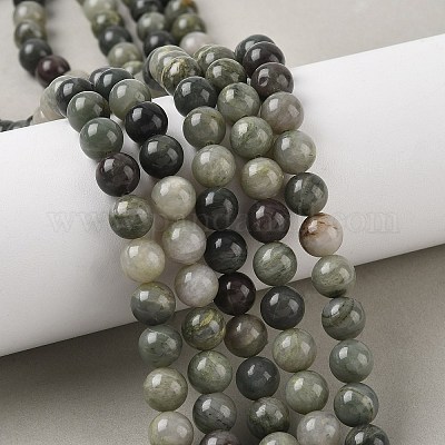 Естественная зеленая линия яшма бисер прядь G-G735-55-8mm-1