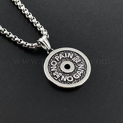 Винтажные ожерелья в стиле панк из нержавеющей стали с подвеской в виде гантели для тяжелой атлетики для мужчин RS0234-1