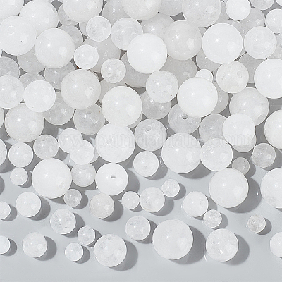 4 нитка 4 стиля круглых бусин из натурального белого нефрита G-NB0005-12-1